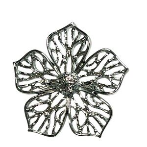 Vintage Gerry's Silver Tone Flower Petal‎ Vein Fashion Brooch Pin